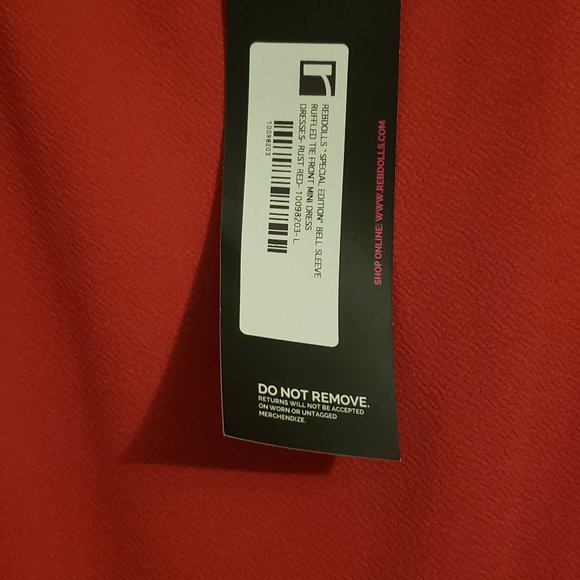 Rebdolls Special Edition Bell Sleeve Ruffled Tie Front Mini Dress NWT - Picture 4 of 6